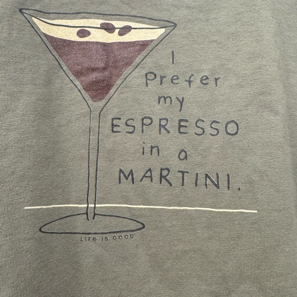 NWT Life is Good Espresso Martini Olive Graphic Tee - Picture 4 of 7